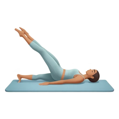 A person performing a Pilates exercise on a mat in a clean, modern studio. The focus is on core strength and flexibility, with a neutral, calming color palette. Simple equipment like a reformer machine and a soft, tranquil background enhance the feeling of controlled movement and focus. sticker