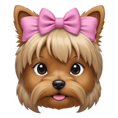 a Yorkshire Terrier face with a ponytail on head tied with a bow. sticker