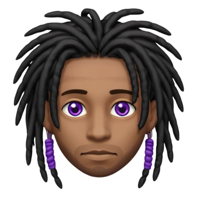 Brown skin male with black dreads and purple eyes  sticker