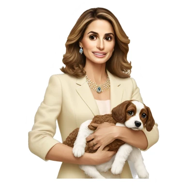 Queen rania holding a baby girl and a cockapoo  sticker