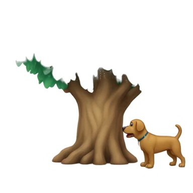 Un arbre qui fais pipi sur un chien sticker