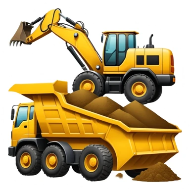 Excavator putting dirt in dump truck sticker