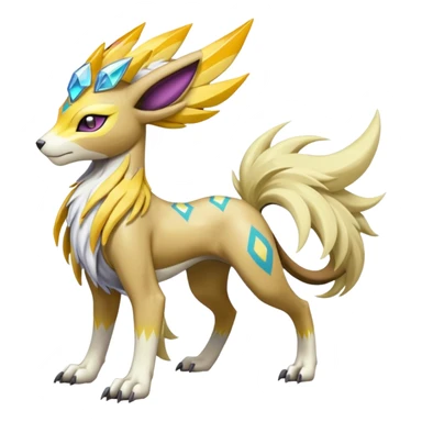 Colorful Futuristic Meloetta-Manectric-Solgaleo-Raikou-Pokémon-Digimon-Fakémon-fusion-hybrid-creature sticker