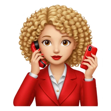 یک دختر مو فرفری که داره برای مشتریش ناخن میزاره و همزمان داره با تلفن صحبت میکنه sticker