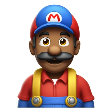 Mario plumber from the game with a black mustache red hat with a letter M on it and a blue trousers with yellow knobs on them and a red jacket sticker