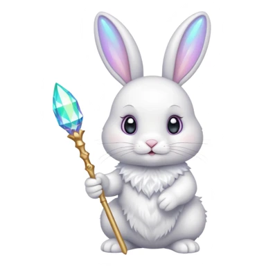 White bunny with wand and with cristals sticker