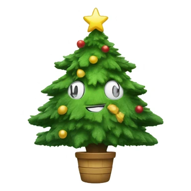 Christmas tree smiley face sticker