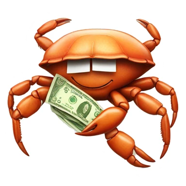 Crab with money sticker