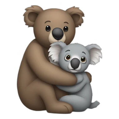 Brown Teddy bear hugging a grey koala sticker