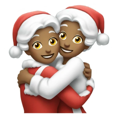 two white mrs claus hugging sticker
