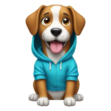 Dog wearing a hoodie and waving hello sticker