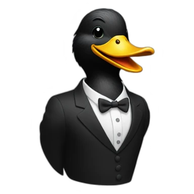 black duck on suit laughing sticker