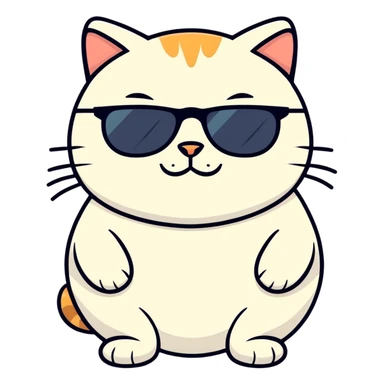 Fat cat with sunglasses sticker