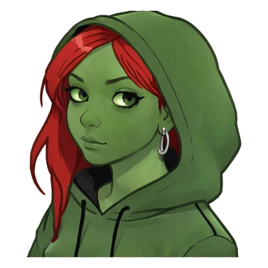 red long haired girl with emo eyeliner sticker