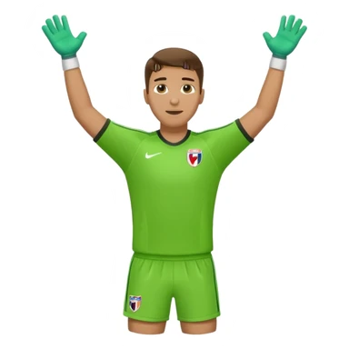 soccer goalkeeper green shirt, shorts, socks, football boots arms up sticker