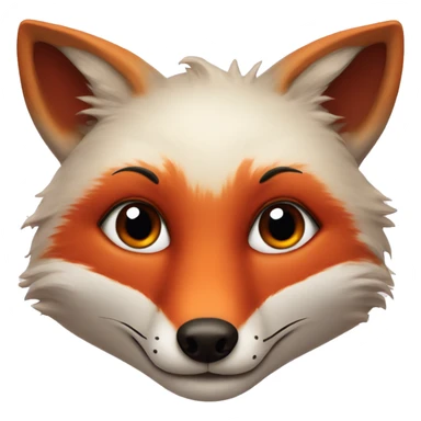 deep lush red fox face with tiny red heart instead of eyes sticker