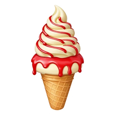 vanilla ice cream cone with strawberry sauces sticker