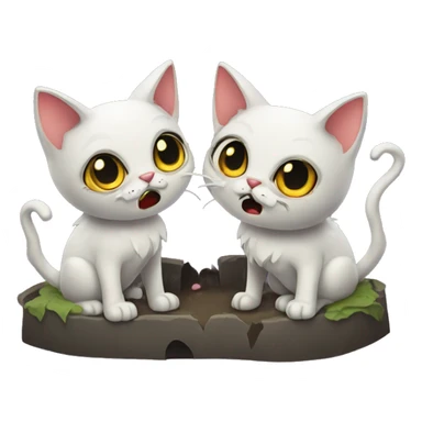 two zombie cats in love coming out of graves sticker