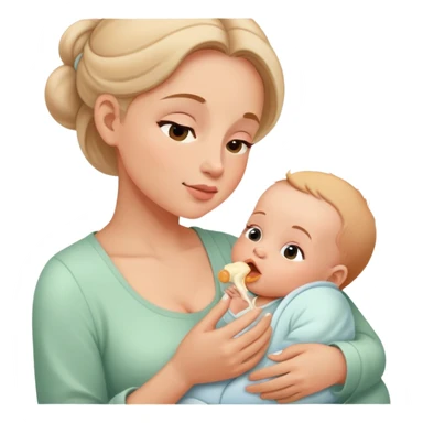 Mother feeding newborn baby, nurturing moment sticker