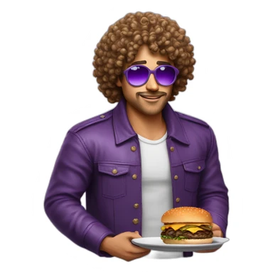 curly-hair-purple-cool-guy-round-star-sunglasses-hodling-burger sticker
