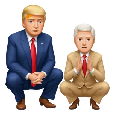 Donald Trump kneeling down in front of Bill Clinton sticker