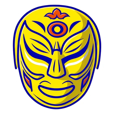 A vibrant purple and blue luchador mask with decorative patterns sticker