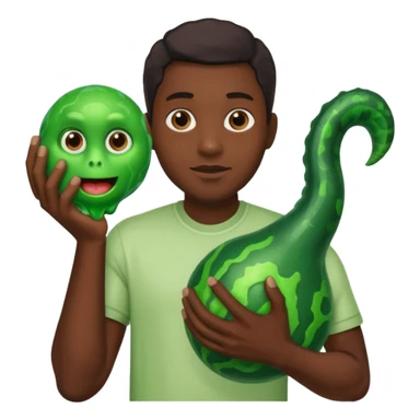 Big black man holding slimy veiny big object sticker