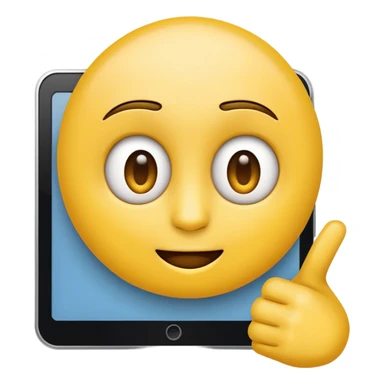 an emoji pointing to the screen with a question-like face sticker