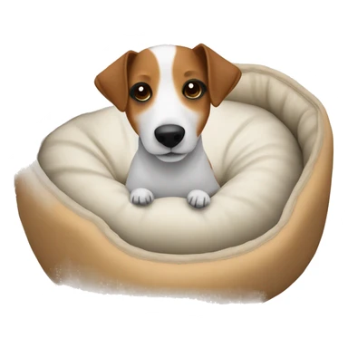 Jackrussell comfy in dog bed sticker