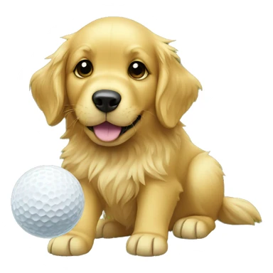 Golden retriever playing with a golf ball sticker