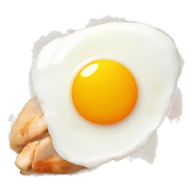 a bowl of rice with two eggs and chicken thigh front view sticker