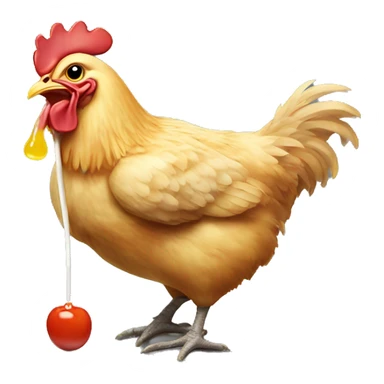 Chicken eating sucker sticker