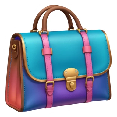 coins in gradient of turquoise, blue, pink, purple, and coral color inside a brown bag sticker