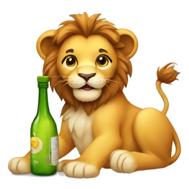 Cute lion with a bottle sticker