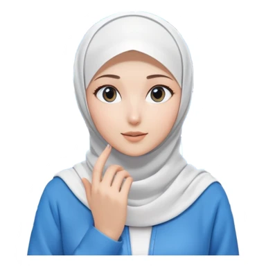 girl with white hijab wearing blue clothes, surrounded by multiple digital screens showing virtual world, metaverse elements, augmented reality displays sticker