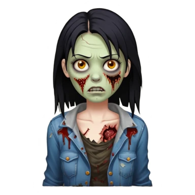 mulher zumbi cabelo liso preto sticker