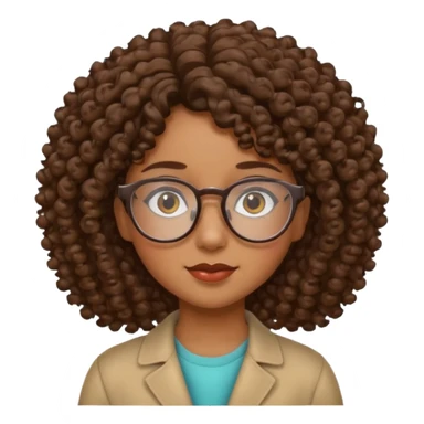 una chica con rizos el cabello hacia abajo y  con gafas sticker