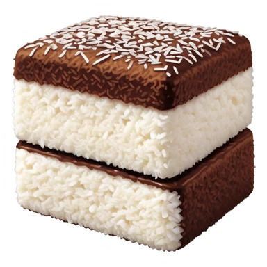 cinematic-realistic-lamingtons-dessert-emoji,-depicted-as-soft-sponge-squares-coated-in-chocolate-and-coconut-rendered-with-mouth‚äêwatering-detail-and-vibrant-lighting sticker