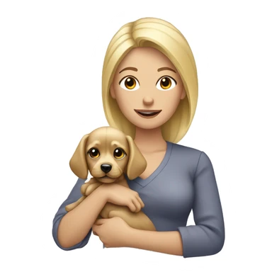Blond hair woman holding Yorkshire puppy sticker