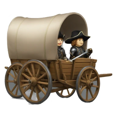 17th century musketeers driving mail wagon sticker
