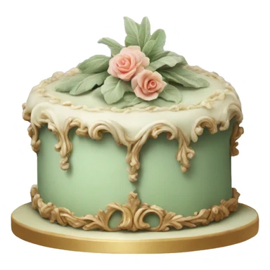 highly detailed sage rococo cake sticker