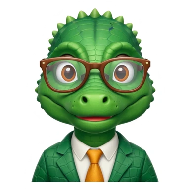 A claymation-style academic alligator. The background is a solid white circle sticker