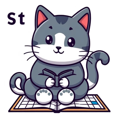 cat playing sudoku sticker