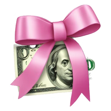 Money with pink bow sticker