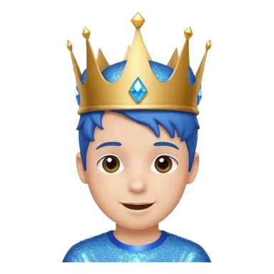 blue Boy happy glitter blue crown sticker