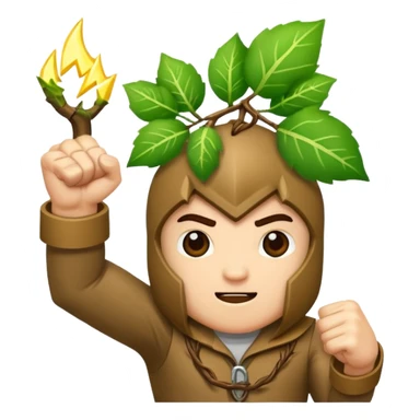 woodland character fist up with vine lightning sticker