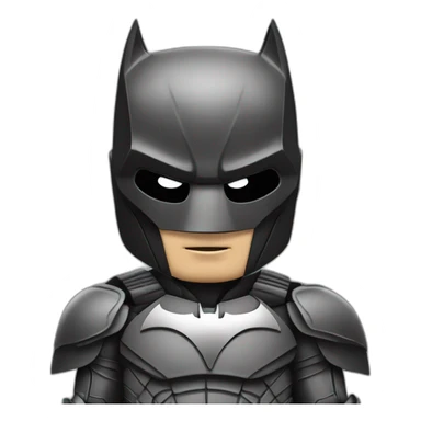 Batman with iron man armor in black and gray with bat mask sticker