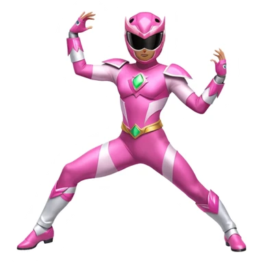 Pink Power Ranger in a dynamic dance pose sticker