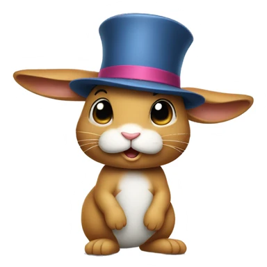profile rabbit stands on two legs with a hat two ears sticker