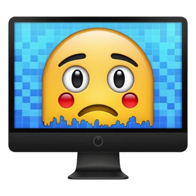 make a computer screen with a error emoji no face like a glitch sticker